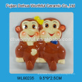 2016 new design ceramic wall hooks in double monkeys shape